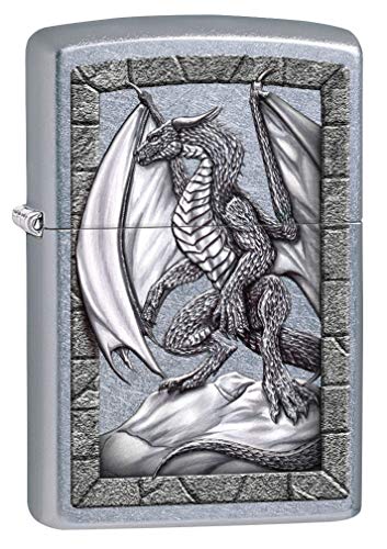 Zippo Lighter: Dragon on Rock - Street Chrome 80433