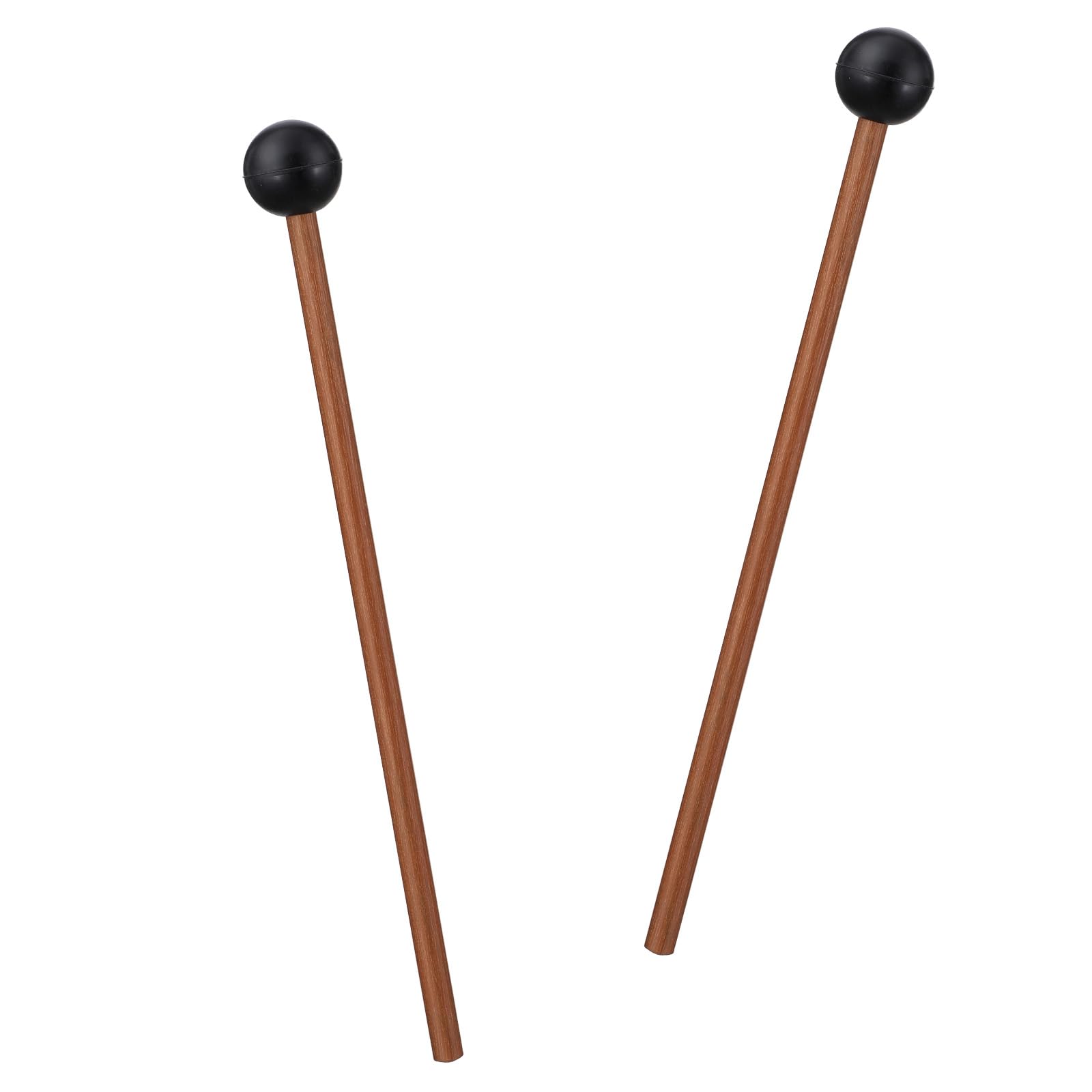 Nogeqi 2PCS Wooden Xylophone Mallets, Rubber Drum Mallets, Small Drum Sticks for Chime, Glockenspiel, Wood Block and Bells, 8.07 Inch (Black)