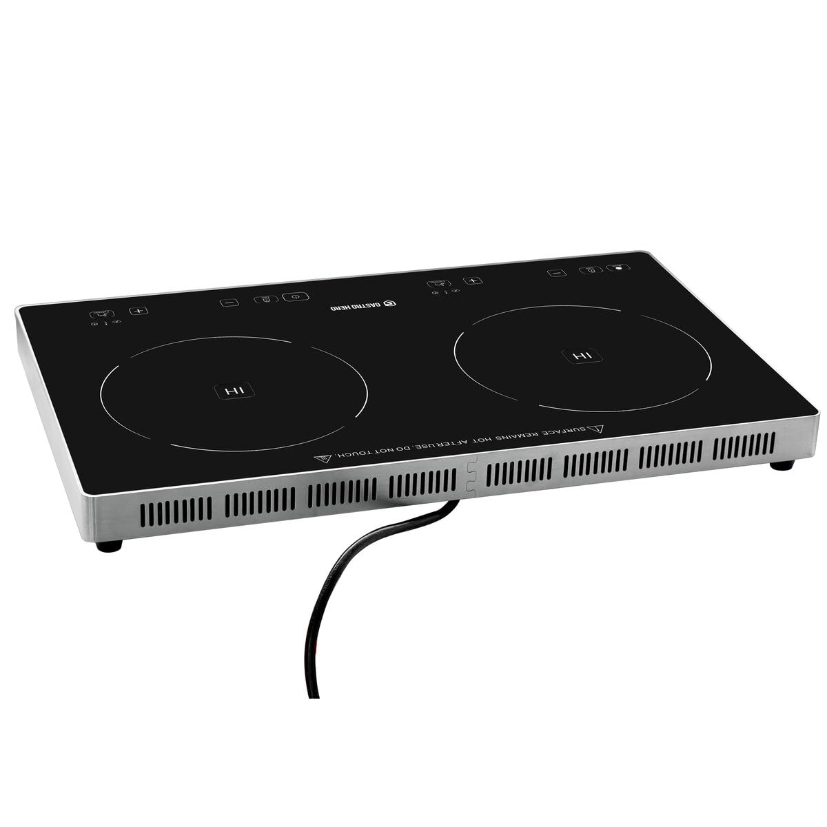 GastroHero Doppel Induktionskochfeld ECO 3500 W Induktionsplatte 2 Kochzonen Touch Kochfeld Edelstahl Glas Induktionsherd Timer 60–240 °C Gastro Catering Küche