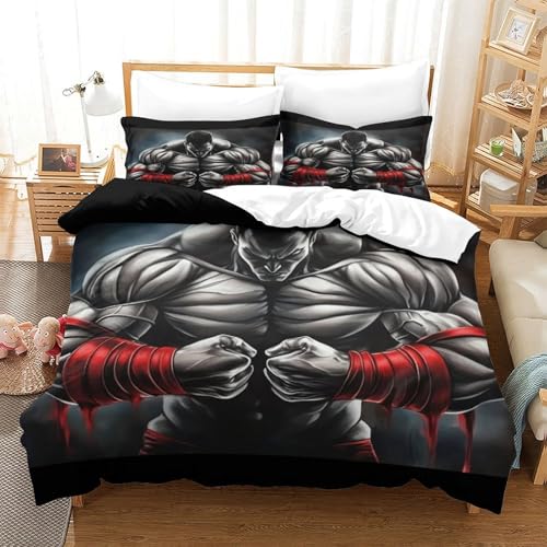 Housse de couette imprimé 3D combattant finitions premium parure de lit - 3