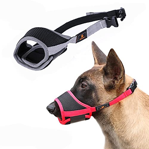 Holiberty Durable Nylon Dog Muzzles for Small Medium Large Dogs, Soft Padding Breathable Mesh Mouth Cover Guard with Safety Adjustable Loop Quick Fit Anti Biting Barking Chewing Training Pet Muzzles