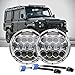 Defender - Faro a LED da 75 W, con anabbaglianti e anabbaglianti, luce di marcia diurna, proiettore a LED, ricambio per Defender RHD 90 110, 2 pezzi per kit (argento)