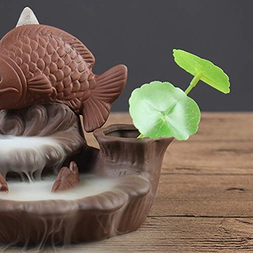 Purple Clay Handicraft Fish Lotus Pond Backflow Incense Holder