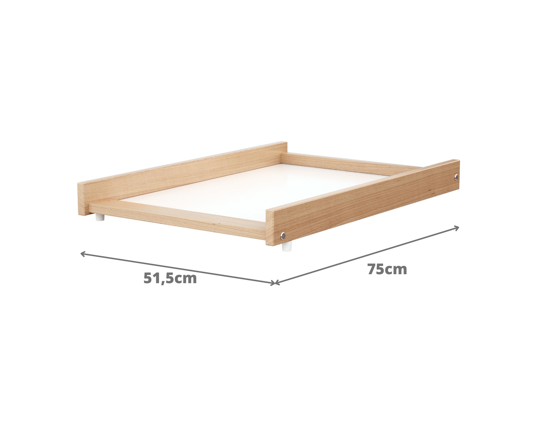 AT4 - Grand plan à langer ESSENTIEL Hêtre verni pour lit bébé en bois ESSENTIEL pour 60 x 120 et 70x140 cm | Dimensions (L x l x H) : 82,5 x 54 x 12 cm