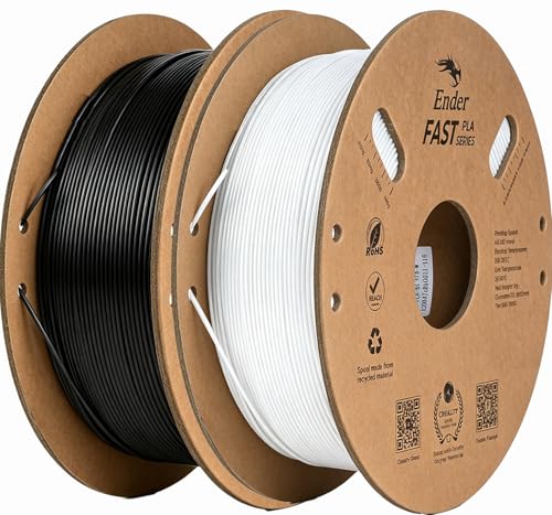 Creality Ender Fast PLA フィラメント 1.75mm径 ±0.03mm高精度 30-300mm/s高速印刷対応 正味1KG ボール紙スプール もつれ・目詰まり・ゆがみ・反りなし K2/K2 Pro/K2 Plus対応 全FDM 3Dプリンター用フィラメント（ホワイト+ブラック）