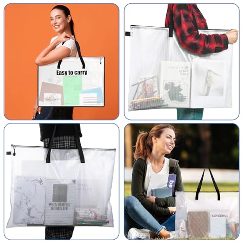Image of SHUESS 10 Pack Art Portfolio Bag with Handle and Zipper, 18 x 24 Inch Bag Poster Storage Bag Board Holder, Mesh Folder Organizers for Large Posters, Poster Board, Painting, Bulletin Boards