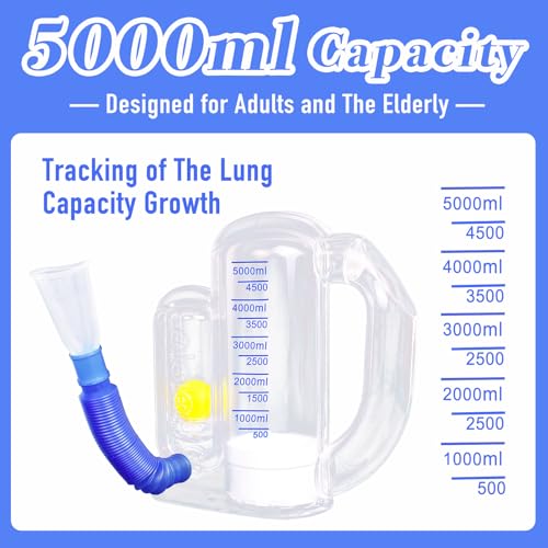 Incentive Spirometer Adult,Breathing Exercise Device for Lungs,Deep Breathing Trainer for Children and Adult,5000ml Volume Measurement with Flow Rate Indicator. - Image 4