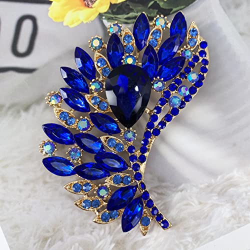 Image of SELOVO Rhinestone Crystal Big Large Brooch Pin Jewerly Accessory Gold Tone