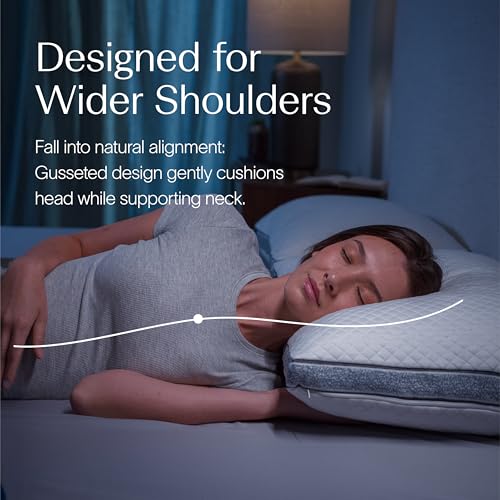 Image of DreamyBlue Gusseted SAPPHIRE Pillow • Adjustable Loft, Luxury Cover, Shredded Memory Foam Fill w /Airflow Beads •Ideal For Wide Shoulders •Neutral Alignment for All • CertiPUR-US Certified Foam (Queen)