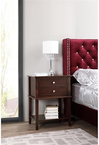 Miniatura 2 de Glory Furniture Mesita de noche Newton con 2 cajones en capuchino Capuccino,Beige,Negro -,Gris,Roble,Rosado,Blanco,plateado, (Silver Champagne)