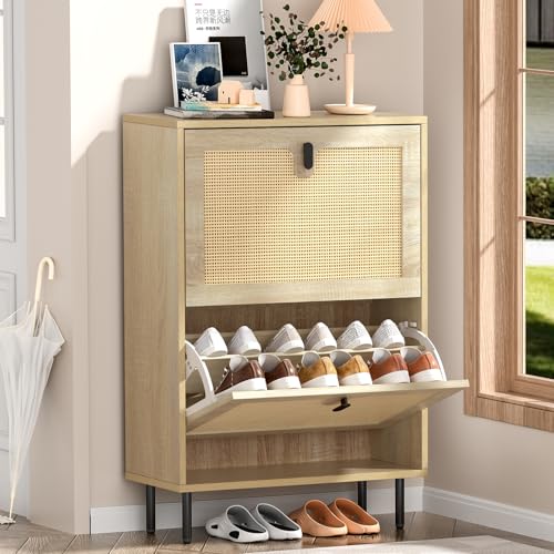 Skokliz Schuhschrank mit 2 Flip-Schubladen, platzsparender...