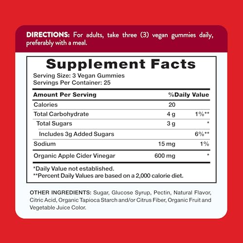 Nature's Truth Apple Cider Vinegar Gummies | 600 mg | 75 Gummies | Apple Flavor | Vegan, Non-GMO, Gluten Free Supplement - Image 3