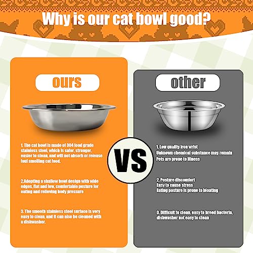 4 Pack Stainless Steel Cat Bowls Whisker Friendly Shallow Food Dishes - Image 4