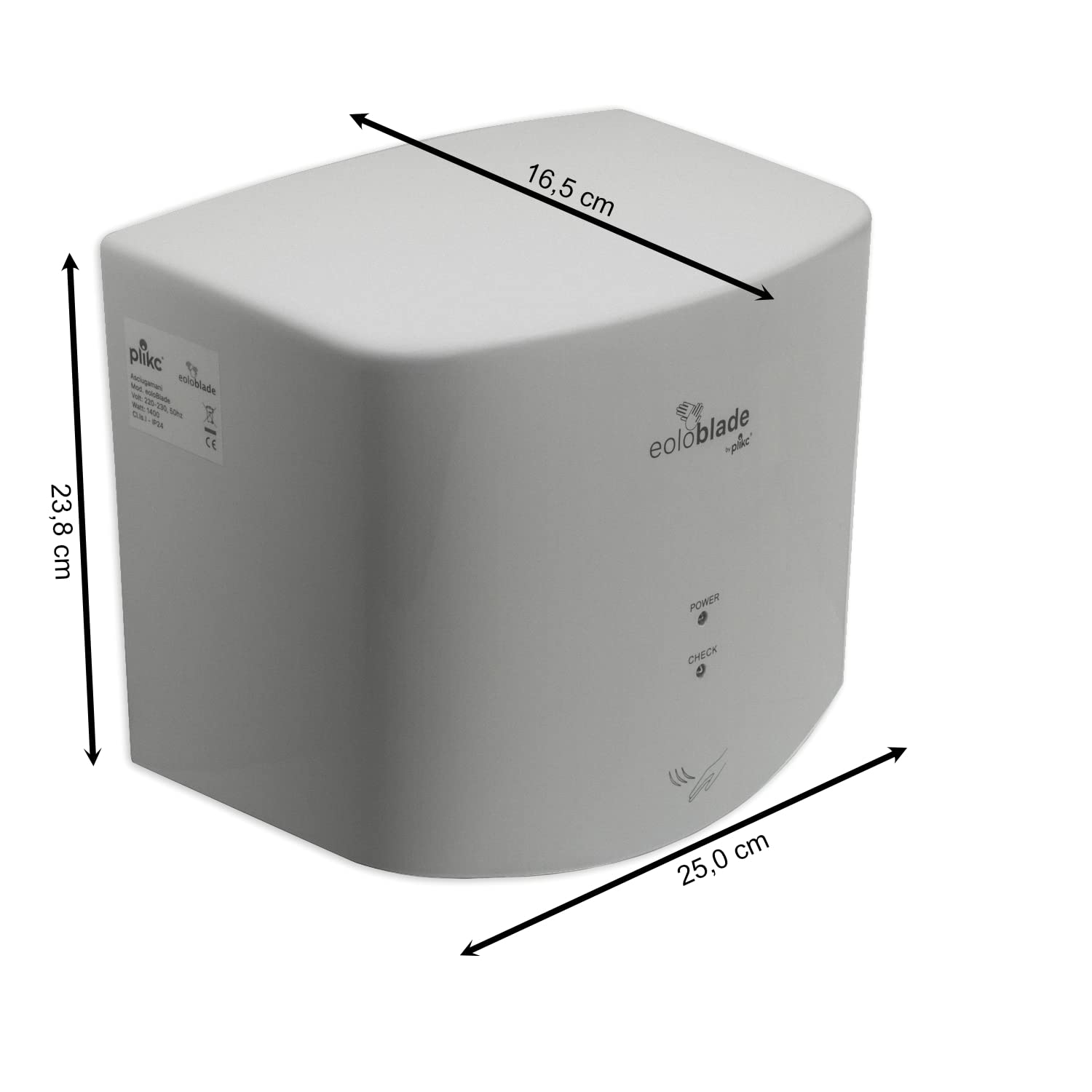 plikc Blade - Asciugamani Elettrico a Lama d'Aria Automatico con sensore - 1400W (Silver)