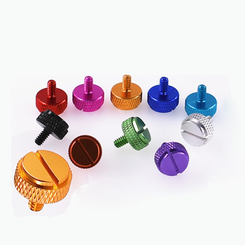 3PCS Thumb Knurled Screw Slotted Adjustment Hand Twist Bolts Multicolor Screws Aluminum Alloy 6#-32 * 12 - (Color: Silver)