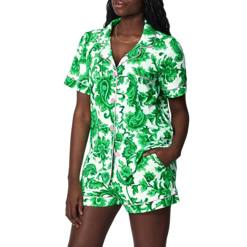 Image of Bed Head PJs Womens Matching Pajamas - Soft Organic Short Sleeve Button Down PJ Shirt & Shorts Set - Sleepwear & Loungewear