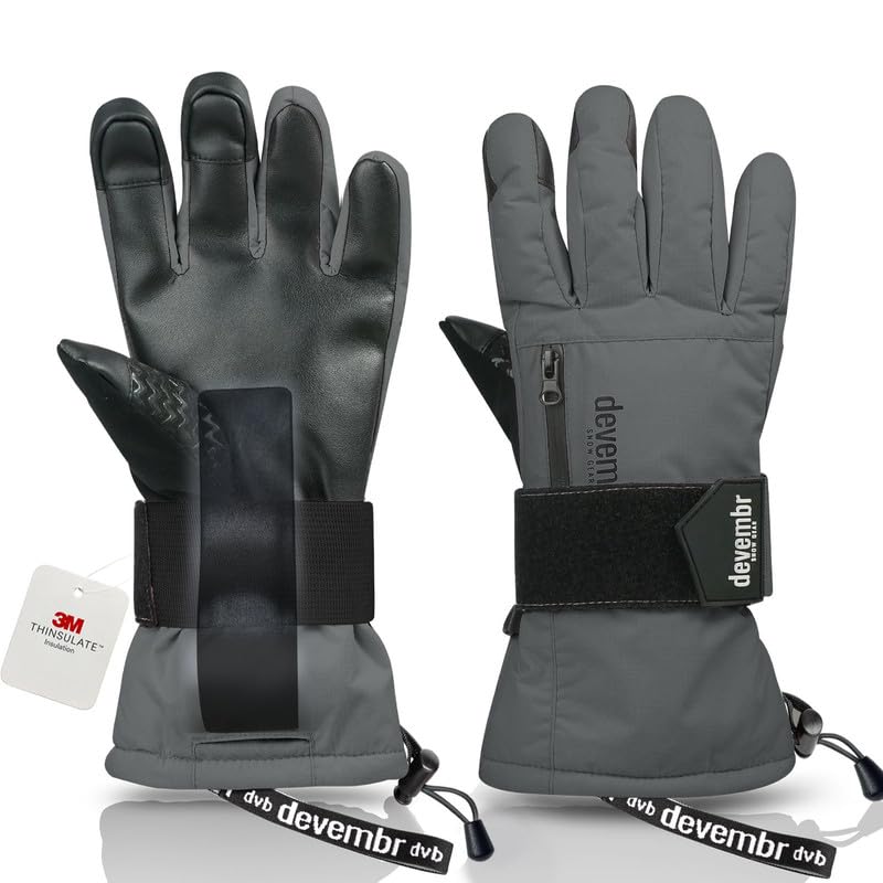 devembr Skihandschuhe mit Handgelenkschützern, Warme...