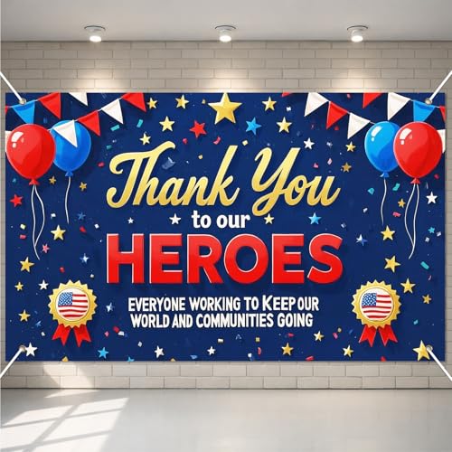 Image of BlissYard Thank You to Our Heroes Banner 71 x 43 Inch 4th of July Decorations Patriotic Happy Veterans Day Outdoor Decorations Veterans Day Photography Background Sign Memorial Day Decor Banner