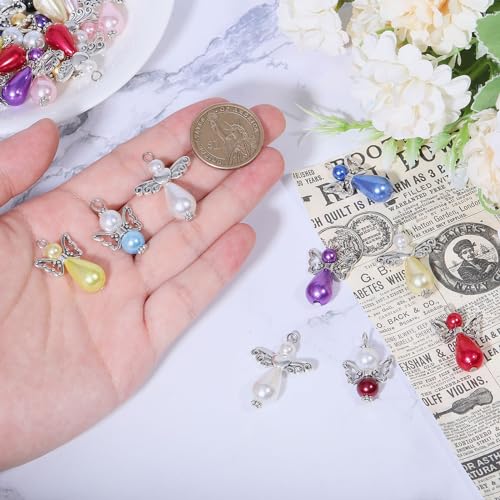 CHGCRAFT 60PCS Angel Wing Charms Colorful Angel Pendant Beads Angel Beads Pendants Angel Wing Charms Pendant Decorations DIY Jewelry Making Necklace Bracelet Earring Keychain Findings Crafts - Image 3