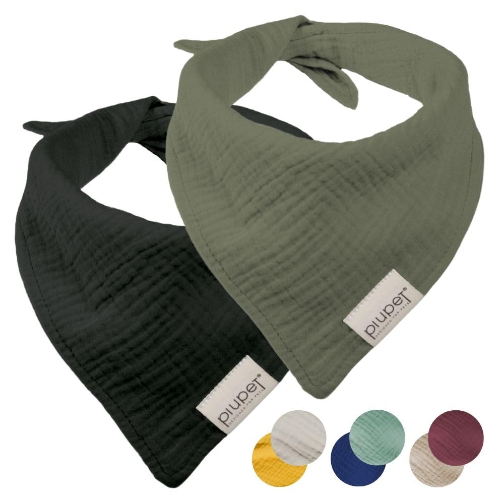 PiuPet® Dog Bandanas - Set of 2, Black/Green, L