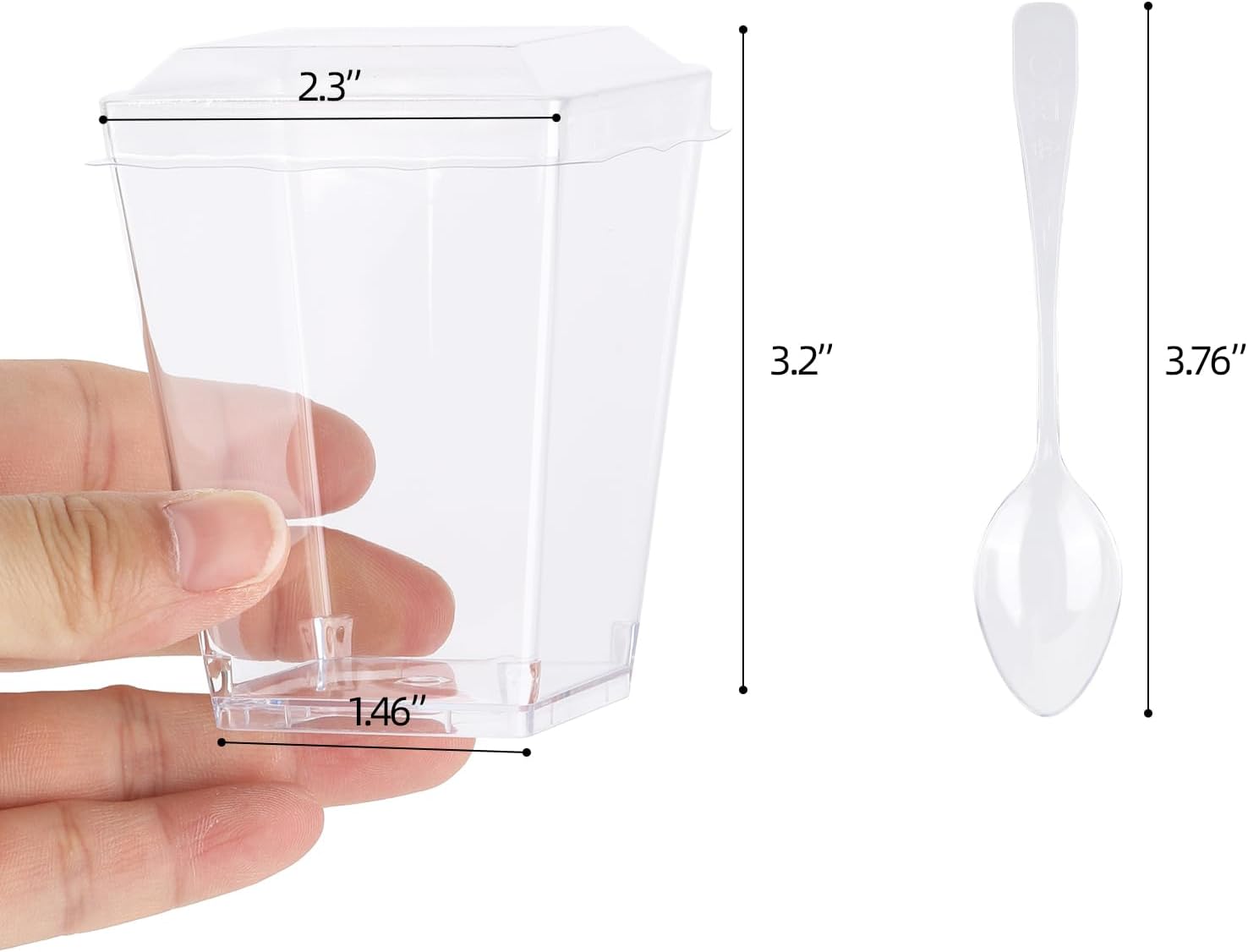 100 Set 5oz Plastic Dessert Cups with Lids Spoons, Shooter Cups Serves 100