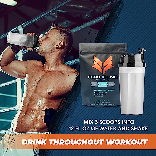Foxhound Fuel Electrolytes Powder Hydration Drink Mix With Coconut Water, B Vitamins, Magnesium, Potassium, Low Sugar Electrolyte Post Workout, Vegan, Clean And Natural, Coconut Mango, 25 Servings #TOP3