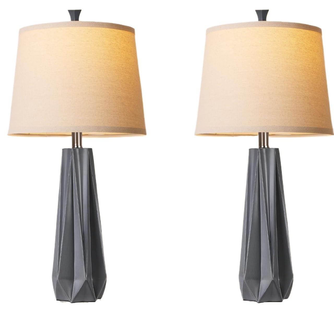 CCXXYGWJ Set Lampada da Tavolo in Resina - Temperature di Colore Blu e venature del Legno, Elegante Paralume in Lino, Adatto per Camera da Letto, Arredamento per Ufficio (venature del Legno Chiaro)