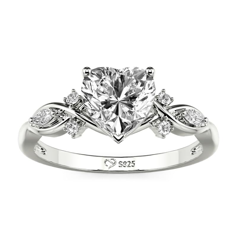 Jeulia Classic Heart Twist Custom Engagement Ring for Women Personalized Birthstone Rings Sterling Silver Promise Ring Customized CZ Stones Mother's Day Jewelry Gift for Mom Wife