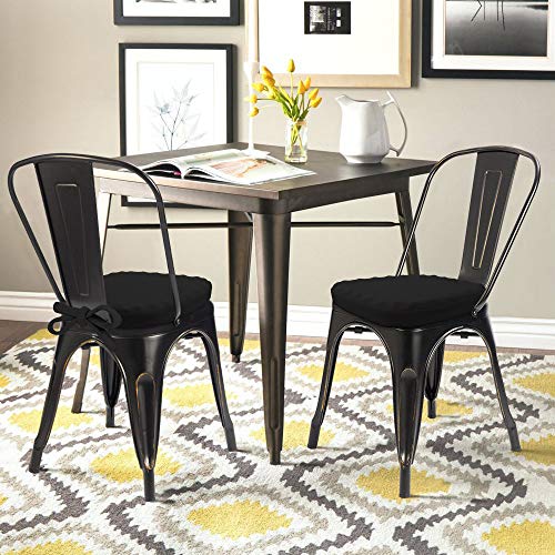 Baibu 14X14 Inches Non Slip Metal Chair Pads Set Of 2, Soft Metal Kitchen Chair Cushion With Ties Metal Stackable Chair Seat Cushion - Set Of 2 (Black, 14X14X1.5In) #TOP5