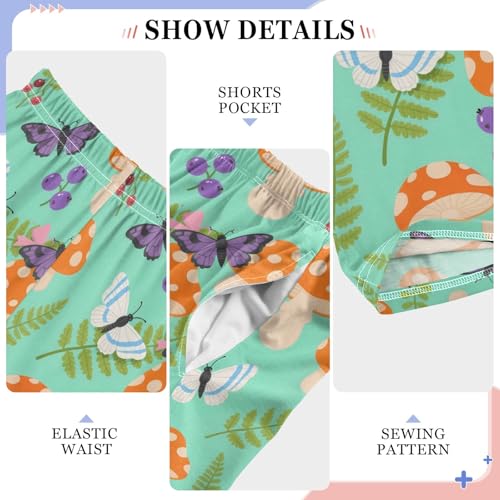 Pajama Pants Lounge Sleep PJ Bottoms Sleepwear Elastic Waist Drawstring S Mushroom Witch Moth Green4