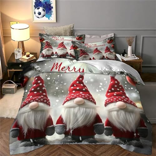 Gnomes de Noël parure de lit 3D effet microfibre ultra douce durable