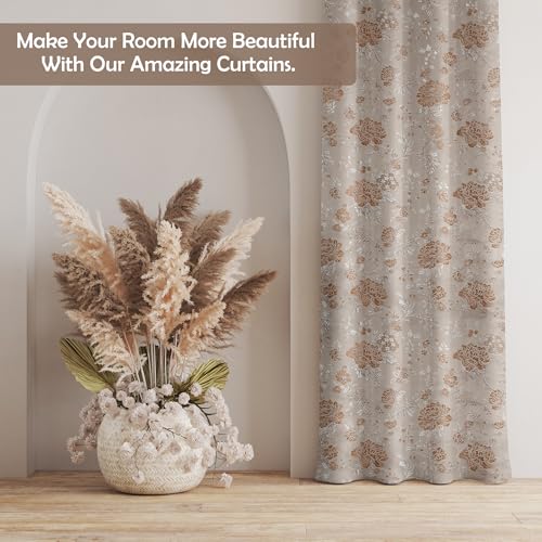 Image of FRESH FROM LOOM Room Darkening Door Curtains 12 Feet Long,Big Window Curtain Premium Polyester Rod Pocket Weaved Parda,Modern Parde for Living Room Bedroom,Home Office Jacquard Screens(Beige,12ft,1pc)