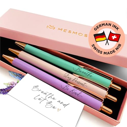 MESMOS Pastel Pens, Mindfulness Gifts, Inspirational Fancy Pens for Women, Wellness & Spiritual Gifts, Self Love Self Care Relaxing Gift, Journaling Cute Luxury Pretty Pen Set -  Mindfulness Pastel Pens