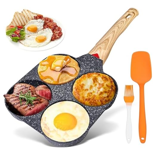 SPORWAY Padella Pancake e Frittata Antiaderente: 4 Fori in Alluminio per Crepes Hamburger Uova Fritte, per Fornello a Gas e Induzione