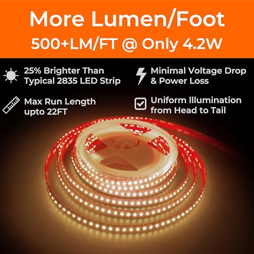 Kit de tiras LED 3000K 16.4FT 2835 FluFlux miniatura 4