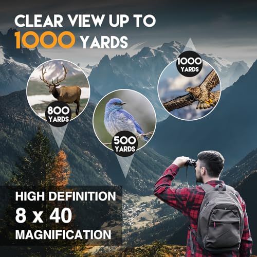 Image of 8x40 Binoculars for Bird Watching -High Power Binoculars for Adult,HD Optical System Non-Slip Grip, Waterproof Binoculars for Outdoor