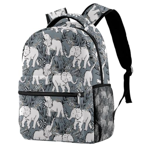 Sac à dos de voyage décontracté grand format motif éléphant floral