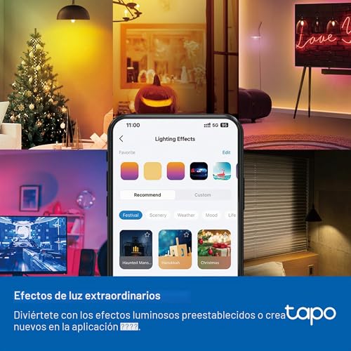 Miniatura 6 de Tapo Bombilla conectada WiFi, Bombilla LED E14 Multicolor 2500K-6500K, regulable 40W 470Lm, funciona con Alexa, control de voz, ahorro de energía, L430C.