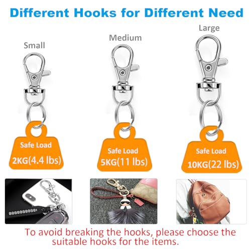 YHYZ Keychain Key Chain Rings Clips Bulk(60pcs, Small), Silver Swivel Lanyard Snap Hooks (32mm) X 30pcs + Key Rings X 30pcs, for Keychain Crafts Resin Projects, Lanyard, Bag, Purse,Tag - Thumbnail 3