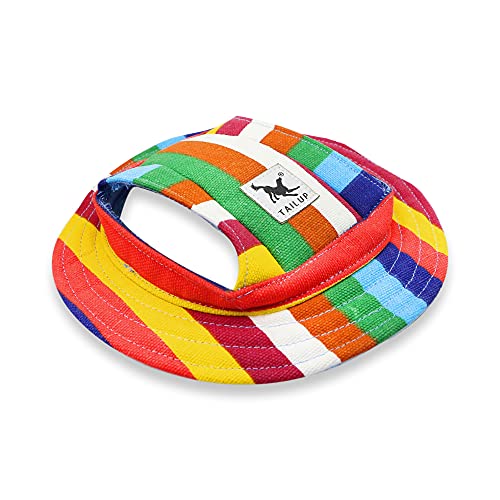 Yaodhaod Pet Round Brim Princess Cap Visor Hat Dog Outdoor Mesh Porous Breathable Sun Protection Cap With Ear Holes And Adjustable Chin Strap For Small Dogs Pug Chihuahua Shih Tzu (Stripe, M) #TOP5