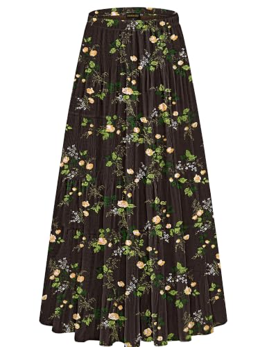 Image of NASHALYLY Women's Chiffon Elastic High Waist Pleated A-Line Maxi Skirts