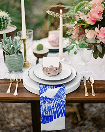 Cloth Napkins Valentines Day Sexy Woman Lip Napkins Set Of 4, 20 X 20 Inch Soft Comfortable Reusable Paper Napkins Pop Art Style Blue Washable Dinner Napkins For Mother's Day Wedding Parties Holiday #TOP3