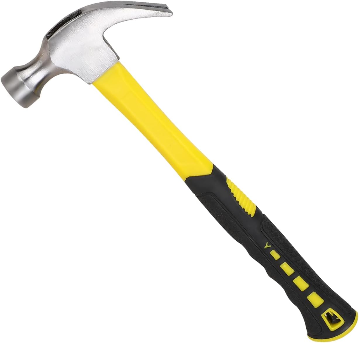 Caiqicome Yellow 11 oz Straight Claw Hammer - Forged High Carbon Steel, Shock-Proof Grip for DIY Home Repairs & Woodworking