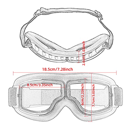 Evomosa Retro Motorradbrille für Motocross mit klarem Glas und gelbem Rahmen