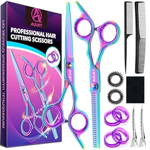 Hair Cutting Scissors Shears Kit, 6.7” Barber Scissors,Professional Haircut Kit,Stainless Steel Hairdressing Thinning Scissors Shears for Barber,Salon,Women,Home,Men