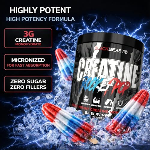 Image of Black Beast Creatine | 3000mg Ultra Micronized Creatine Monohydrate, Unrivaled Muscles Mass & Strength (33 Servings, Rocket Pop)