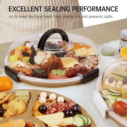 Image of Renmxj Large Round Charcuterie Boards with Lid, Cheese & Serving Tray