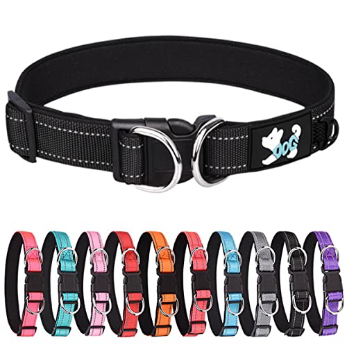 Reflective Dog Collar, Soft Neoprene Padded Nylon Pet Collar With Durable Metal Buckle Adjustable For Small Medium Large Dogs #TOP4