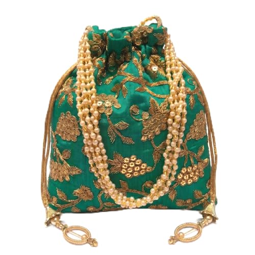 Image of Woman's Silk Hand Work Handbag Potli Bag