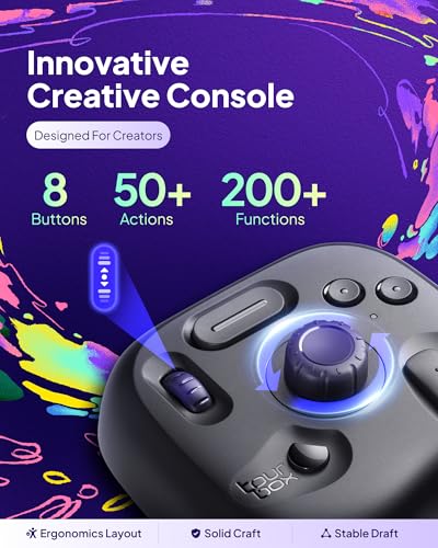 TourBox Lite - Editing Keyboard Compact, Artists Go-to Drawing Macro Keypad, Works with Photoshop, CSP & More, Creative Console Controller with Custom Software, Cable, Travel Bag - Wired Kit